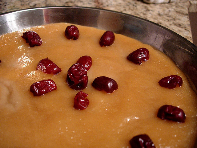 nian gao, one of the more popular chinese new year desserts, topped with dried jujube dates